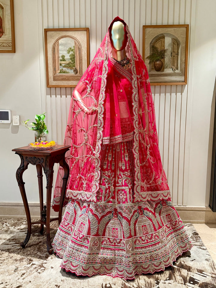 Embroidered Lehenga Choli Set with Heavy Zari and Stone Work Dupatta