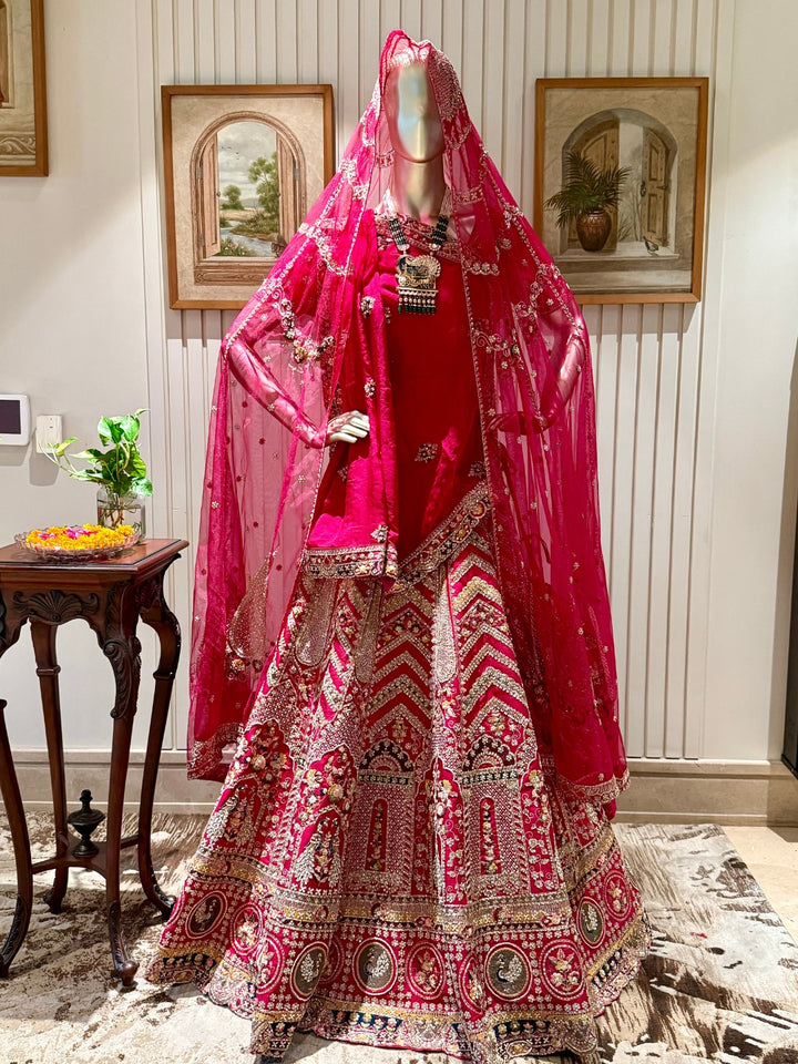 Intricate Zari, Sequin, and Stones Embroidered Lehenga Choli Set with Embellished Dupatta