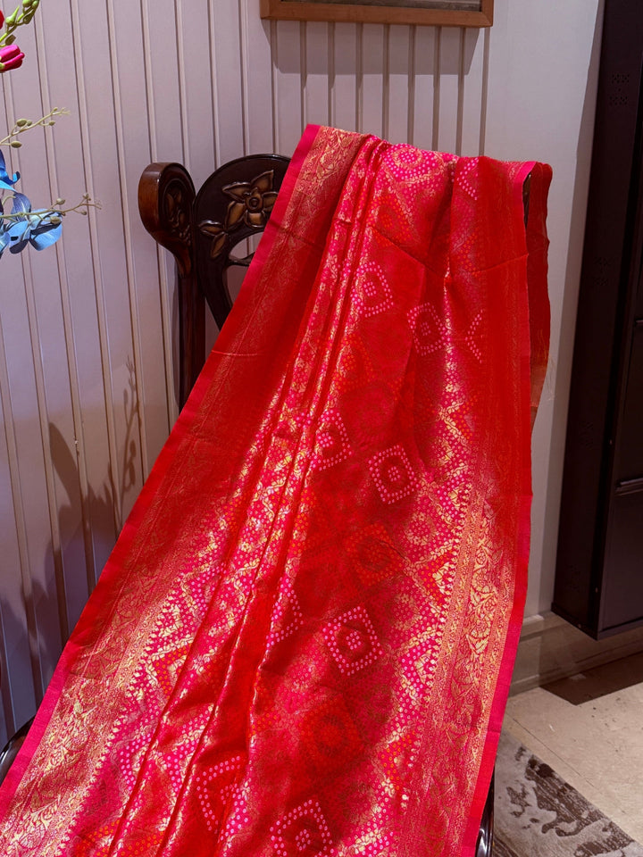 Banarasi Art Silk Saree with Geometric Diamond Weave, Zari Brocade Border