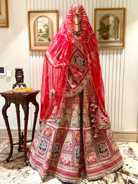 heritage-themed embroidery lehenga choli embellished blouse and a Sequins and Zari work dupatta