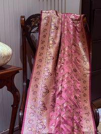 Banarasi Art Silk Saree with Gold Zari Floral Jaal & Dual Pattern Brocade Border