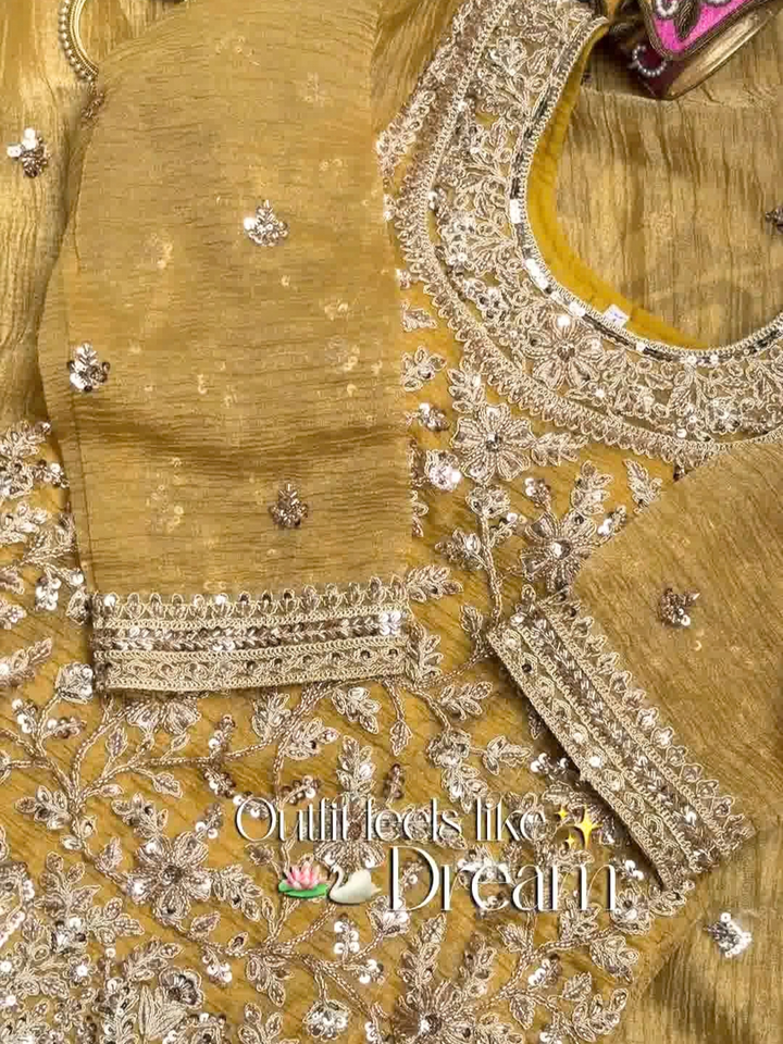 Mustard Gold Heavy Embroidered Kurta Set with Dupatta and Plazo