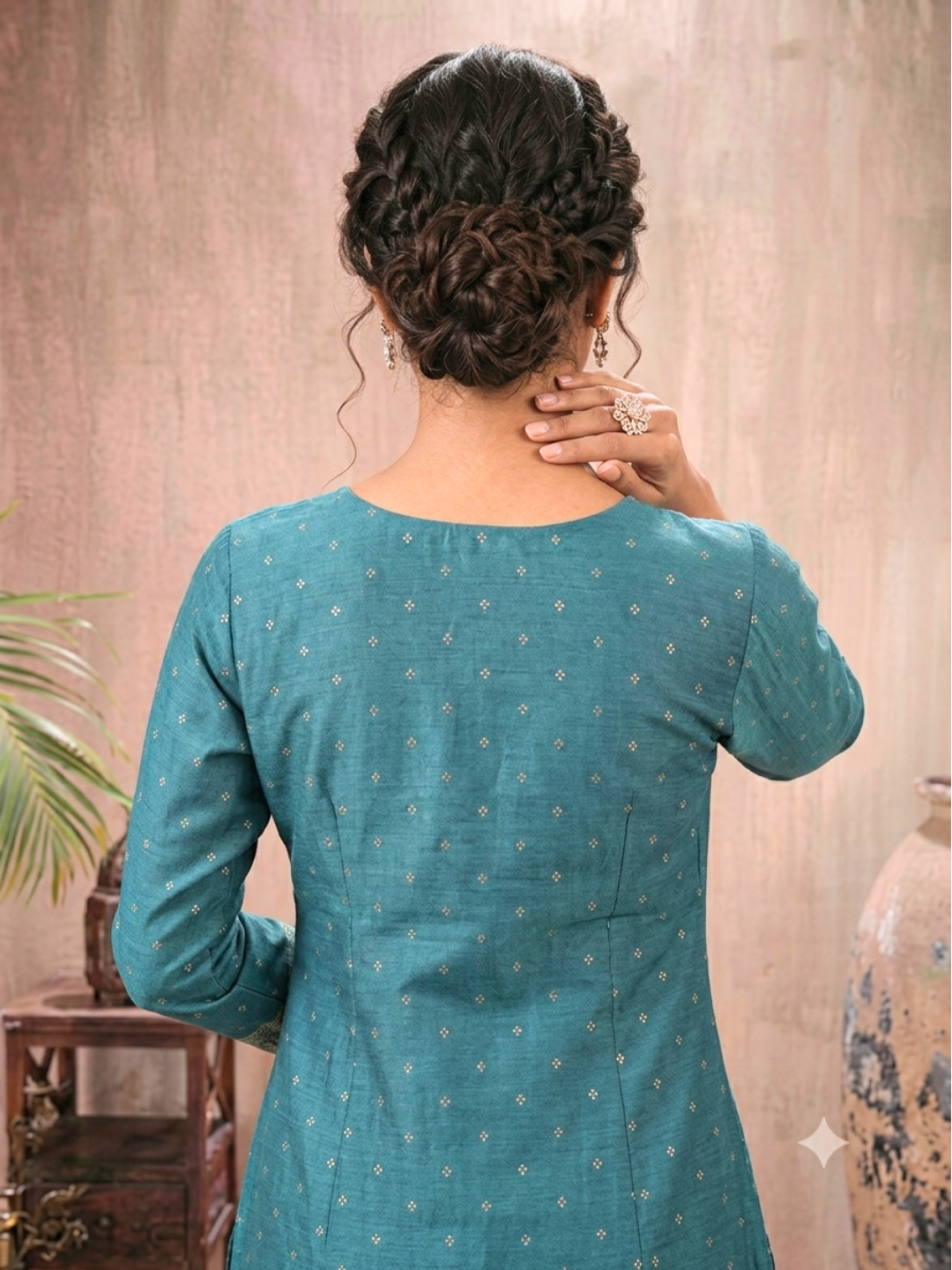 Silk Bandhani Zari Embroidered Anarkali with Banarasi Dupatta in Blue