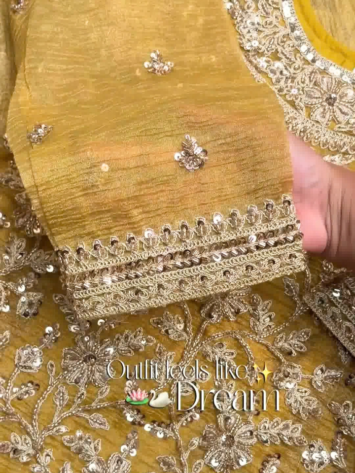 Mustard Gold Heavy Embroidered Kurta Set with Dupatta and Plazo