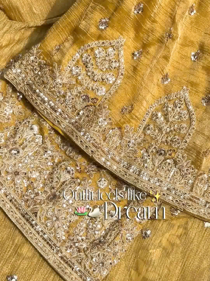 Mustard Gold Heavy Embroidered Kurta Set with Dupatta and Plazo