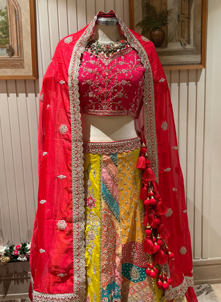 Multicolour Embroidered Lehenga Choli with Sequin & Mirror Work