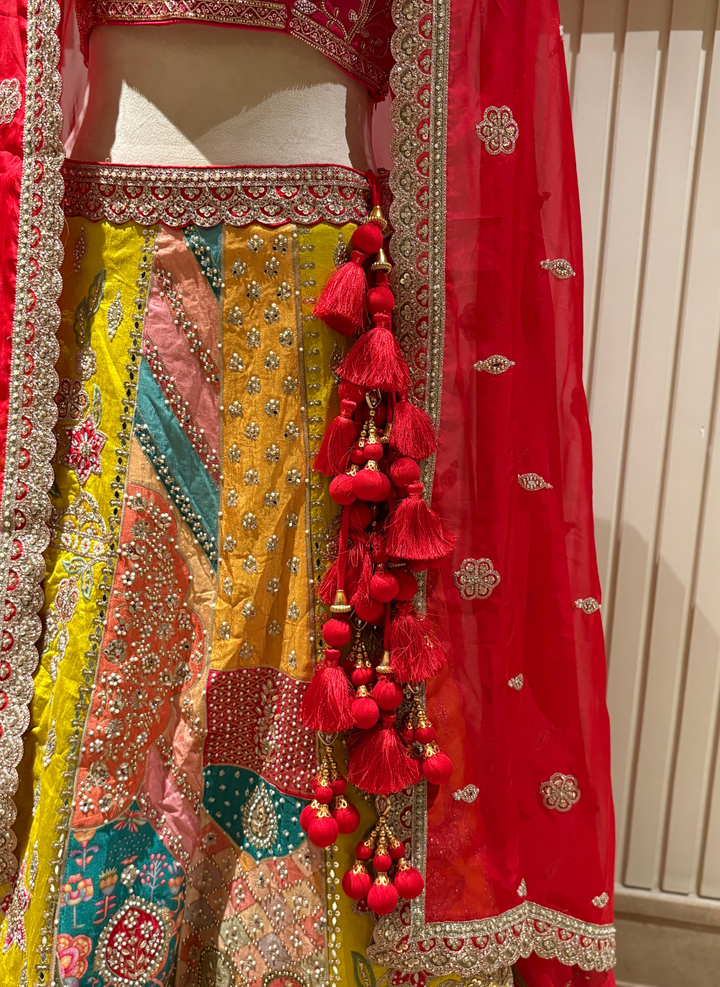 Multicolour Embroidered Lehenga Choli with Sequin & Mirror Work