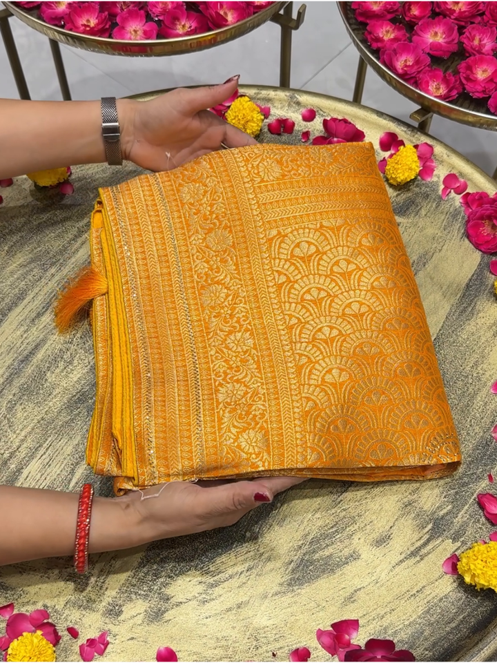 Soft Silk Meenakari Zari Woven Saree with Floral Motifs