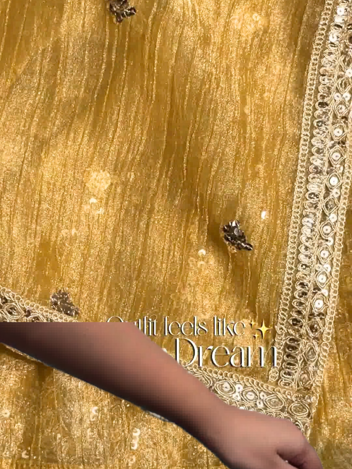 Mustard Gold Heavy Embroidered Kurta Set with Dupatta and Plazo