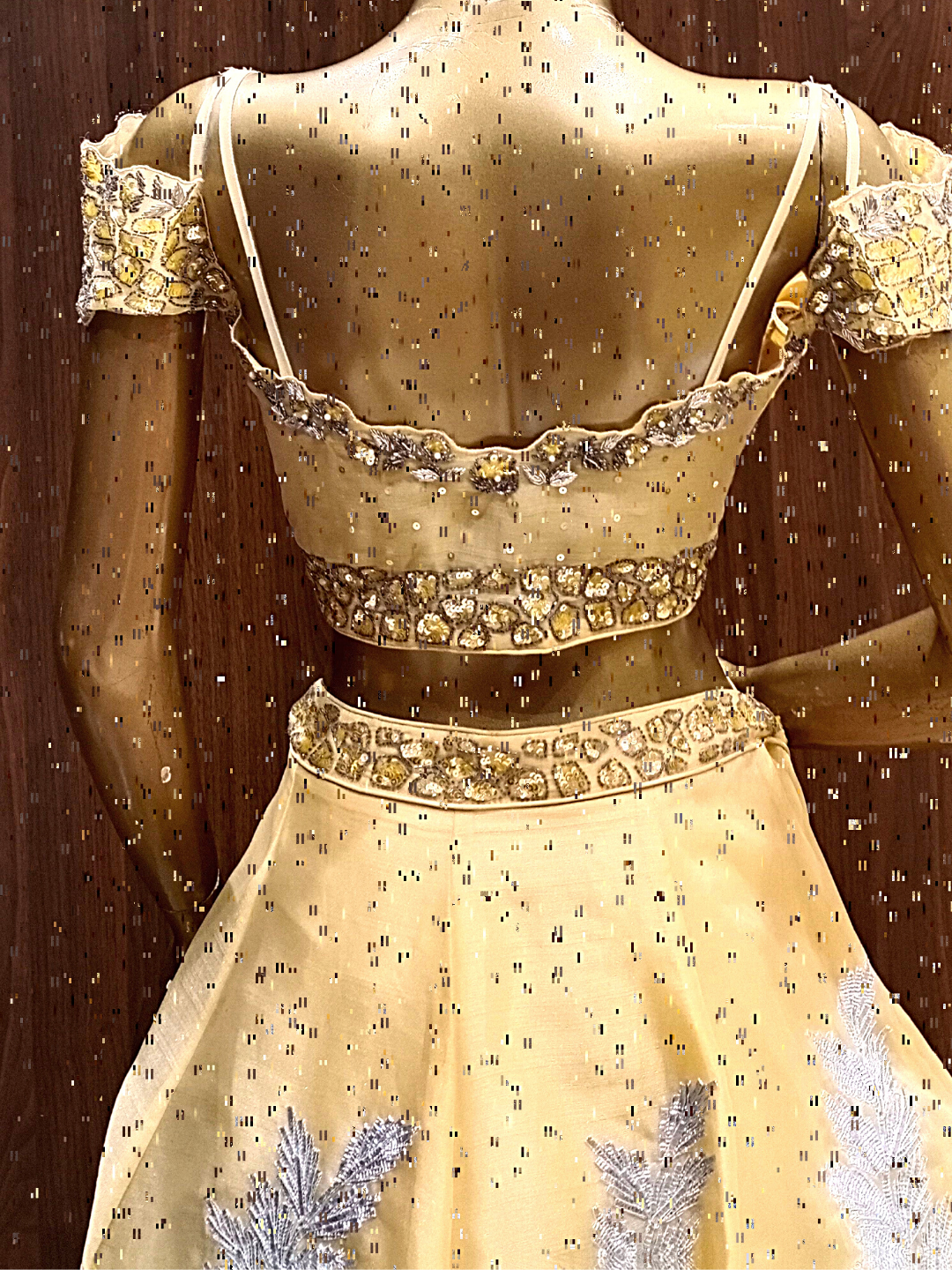 Contemporary Cocktail Lehenga Set with Gotta Patti Kundan Embroidery & Ruffled Dupatta
