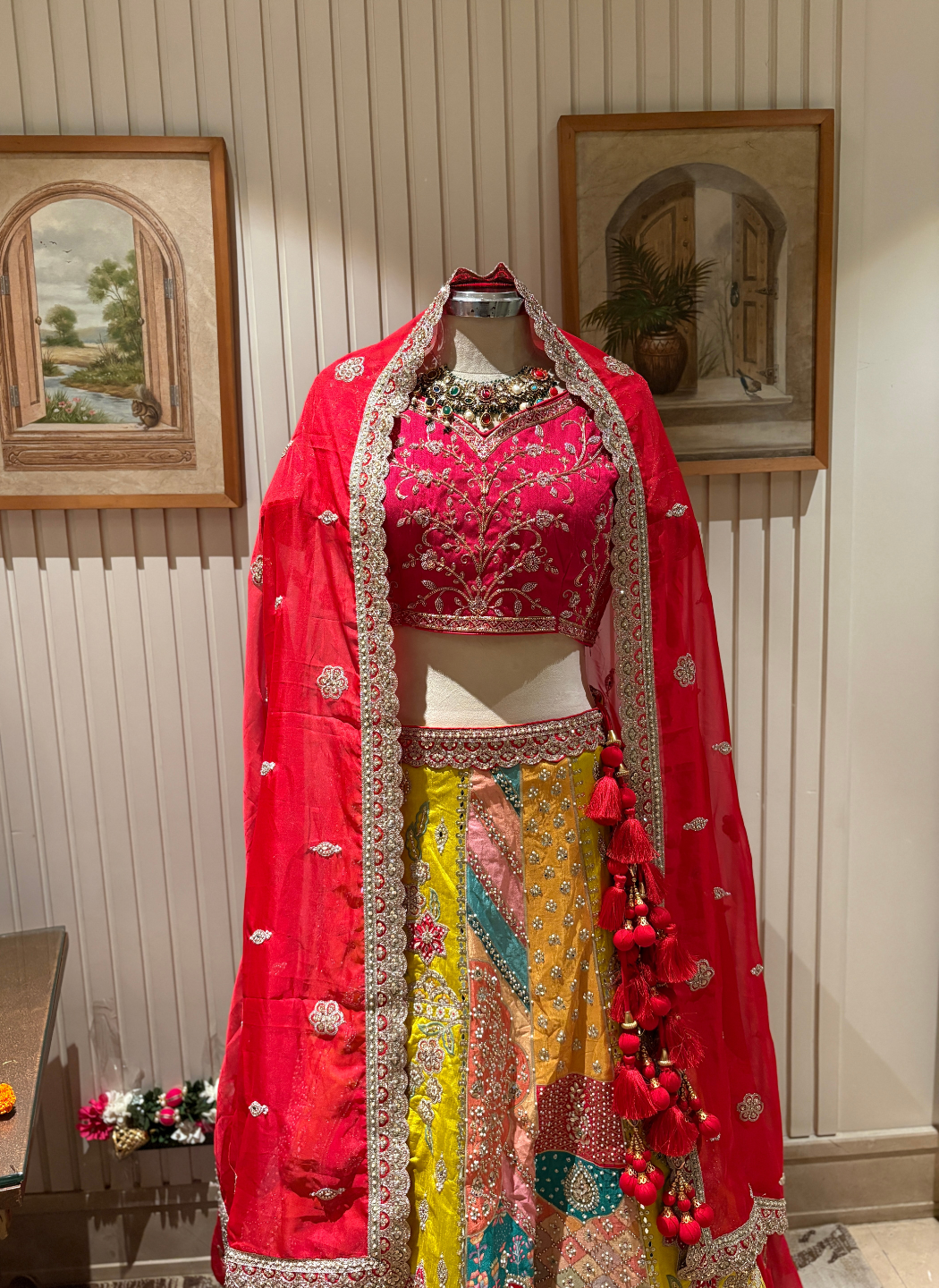 Multicolour Embroidered Lehenga Choli with Sequin & Mirror Work