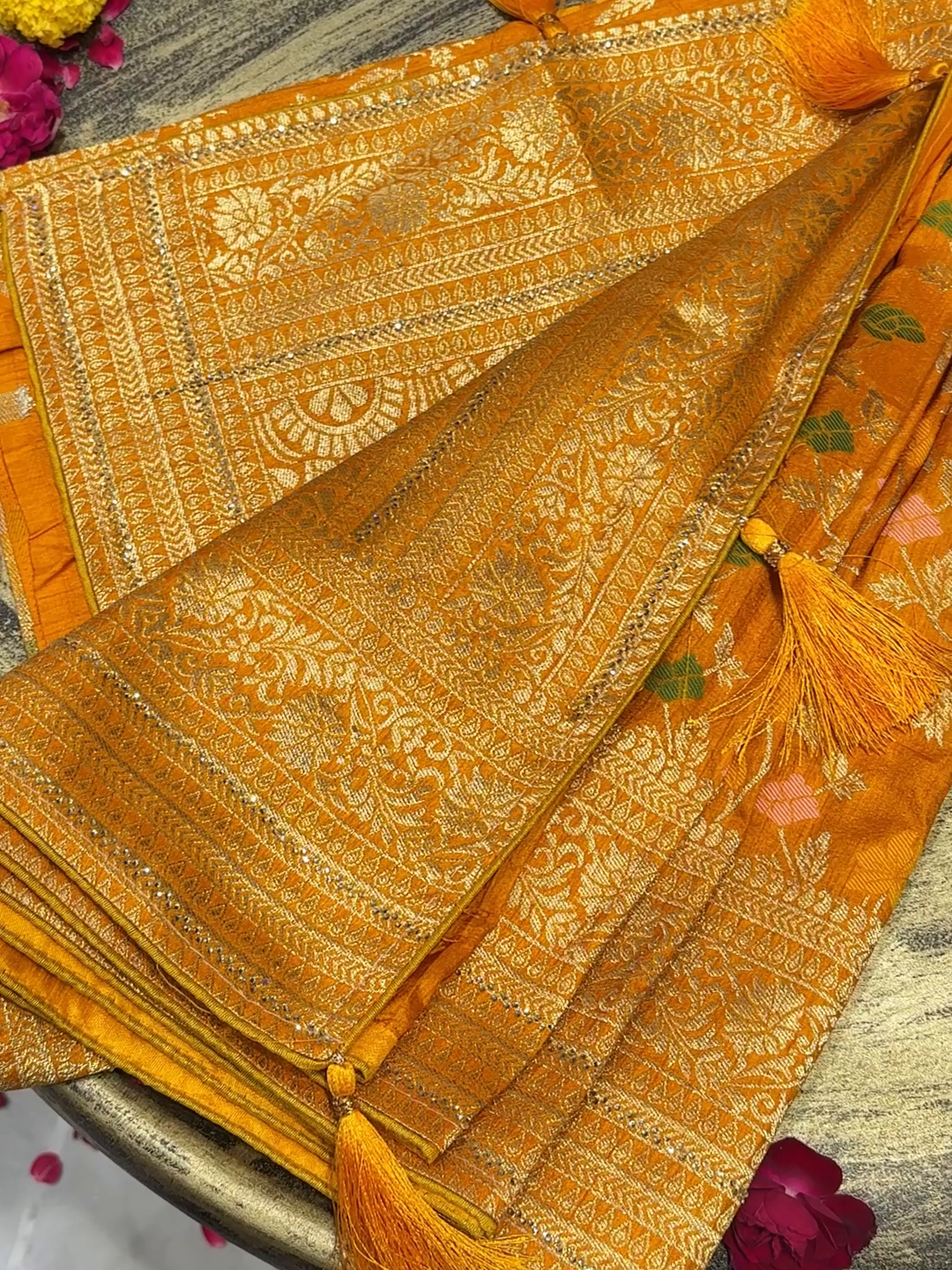 Soft Silk Meenakari Zari Woven Saree with Floral Motifs