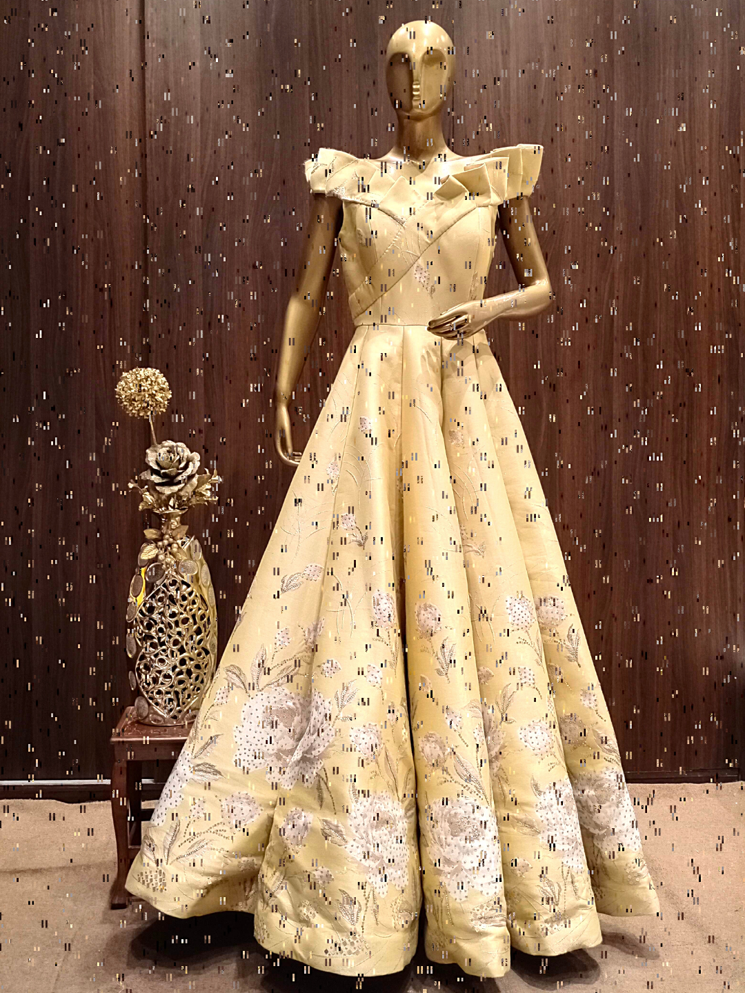 Contemporary Cocktail Lehenga Set with Gotta Patti Kundan Embroidery & Ruffled Dupatta