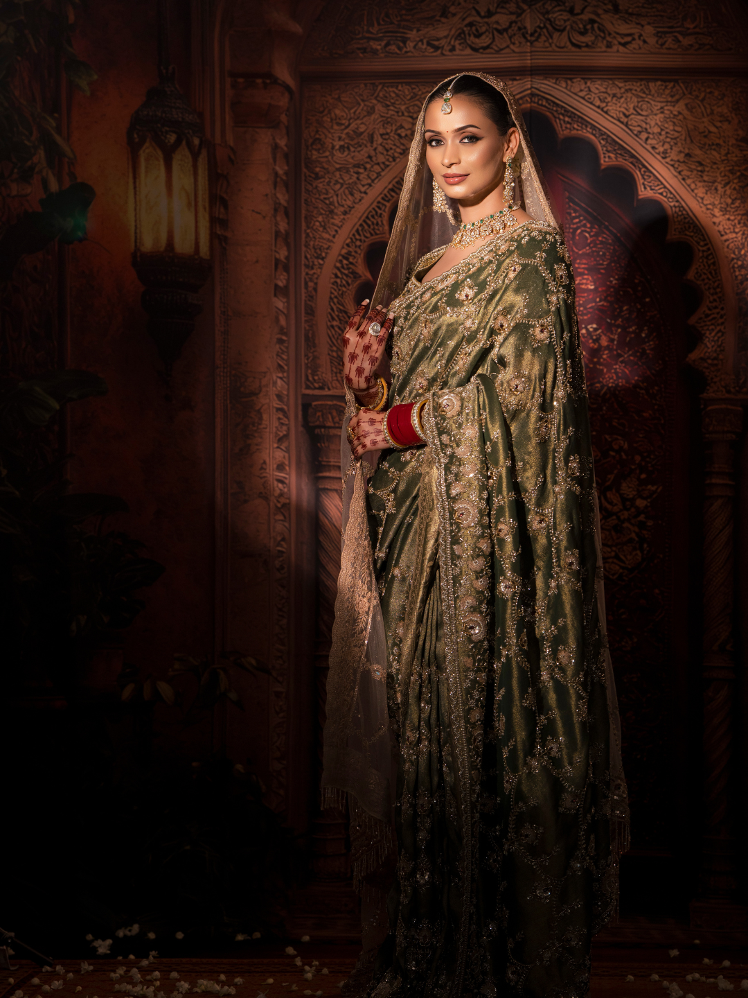 Satin Silk Heavy Zari & Sequin Embroidered Floral Saree