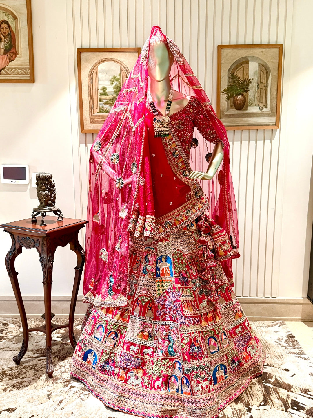 Handcrafted Zari, Mirror Work & Traditional Motifs Embroidered Lehenga Choli Set with Dupatta