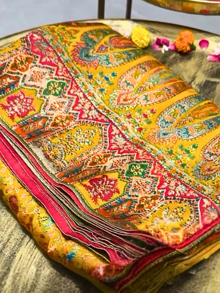 Banarasi Handloom Beads & Stones Embellished with Meenakari Weaving traditional saree