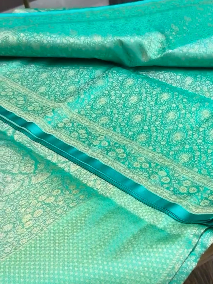 Banarasi Traditional Handloom Intricate Floral Motifs Zari Woven Satin Silk Saree