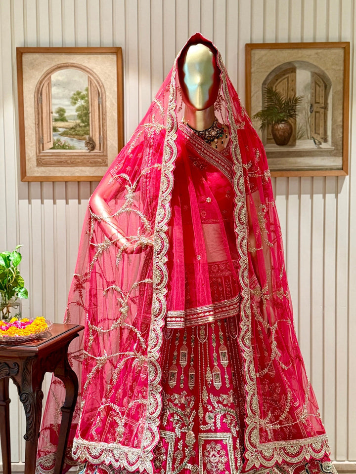 Embroidered Lehenga Choli Set with Heavy Zari and Stone Work Dupatta