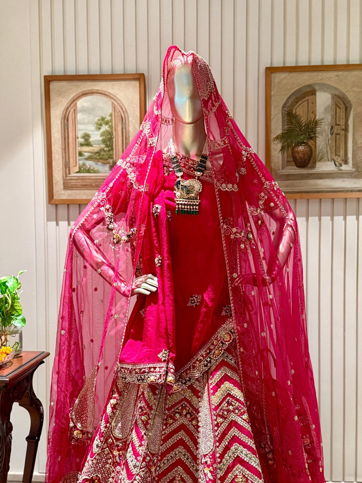 Intricate Zari, Sequin, and Stones Embroidered Lehenga Choli Set with Embellished Dupatta