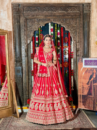 Silk Heavy Zari & Sequin Embroidered Paisley & Floral Lehenga Choli with Net Dupatta