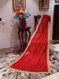 Georgette Saree with All-over Gold Butti Motifs & Grand Ornate Heavy Zari Border