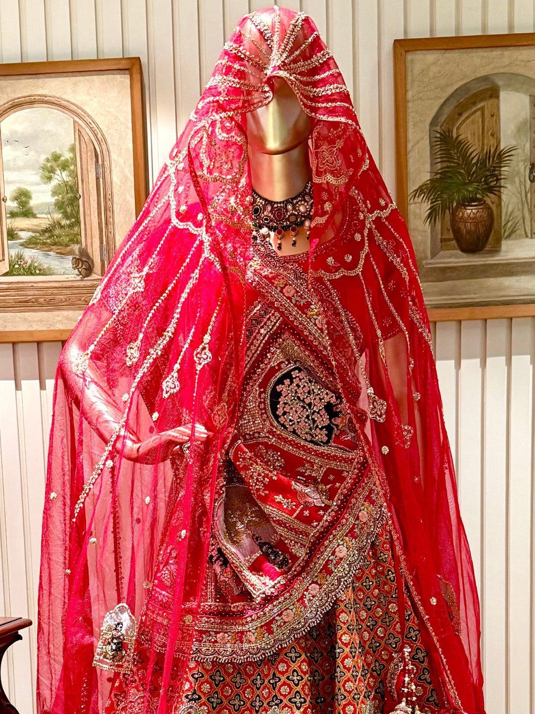 heritage-themed embroidery lehenga choli embellished blouse and a Sequins and Zari work dupatta