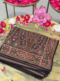 Georgette Heavy Multi-Thread Embroidered Paisley & Floral Jaal