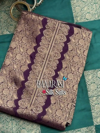Purple Banarasi Silk Dress Material with Zari Woven Border and Dupatta