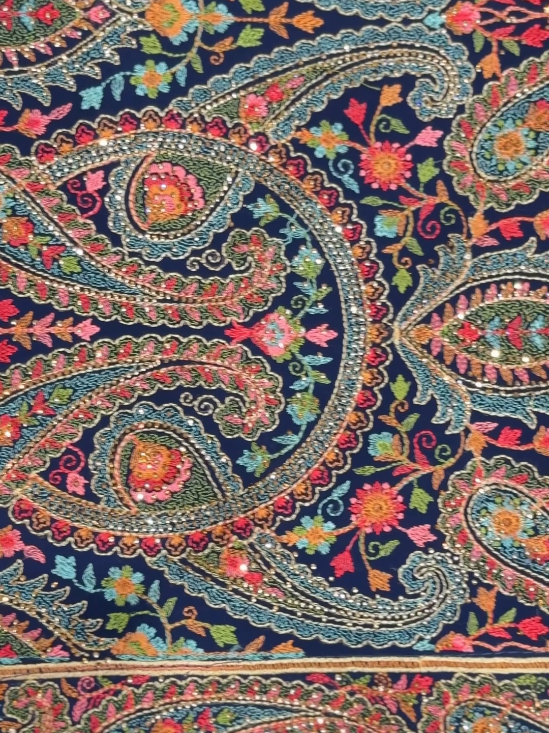 Georgette Heavy Multi-Thread Embroidered Paisley & Floral Jaal