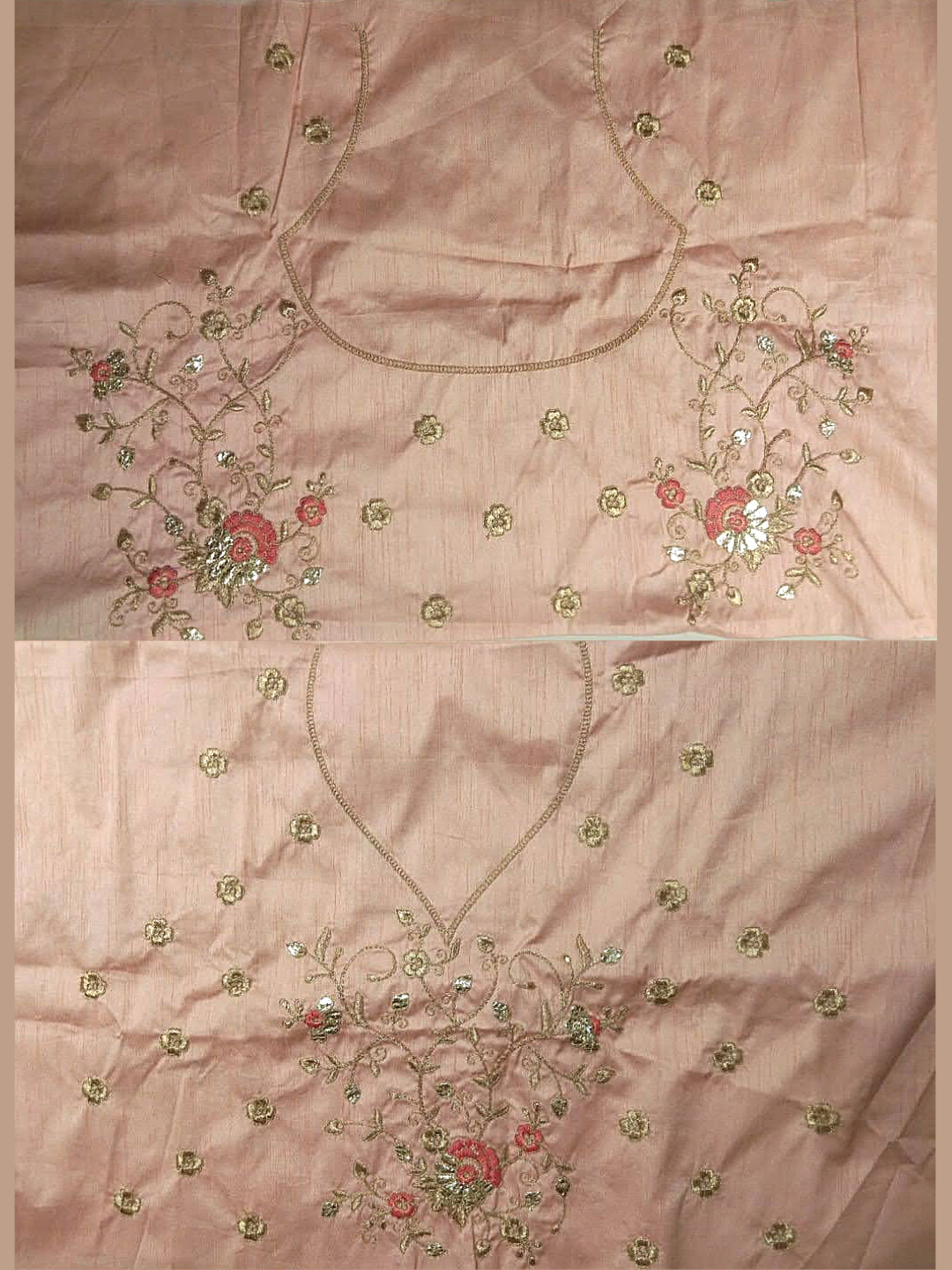 Rose Gold Semi-Stitched Lehenga Set with Contrast Dupatta With Floral Resham Embroidery