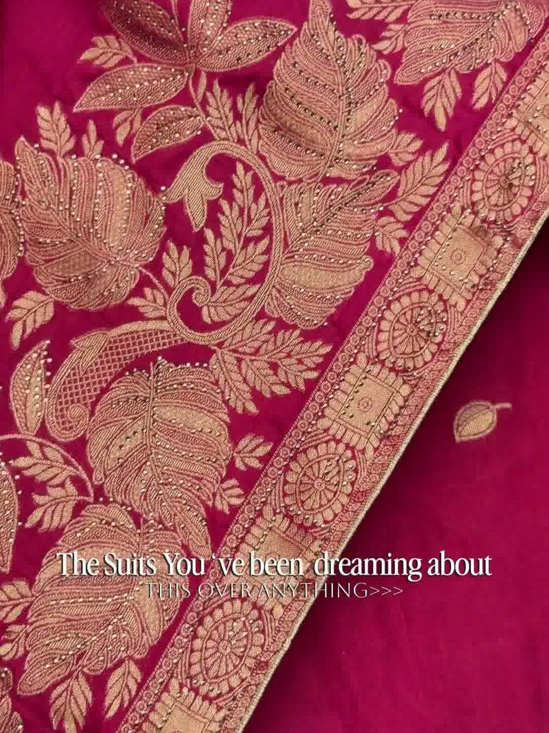 Banarasi Silk Dress Material Fabric Magenta