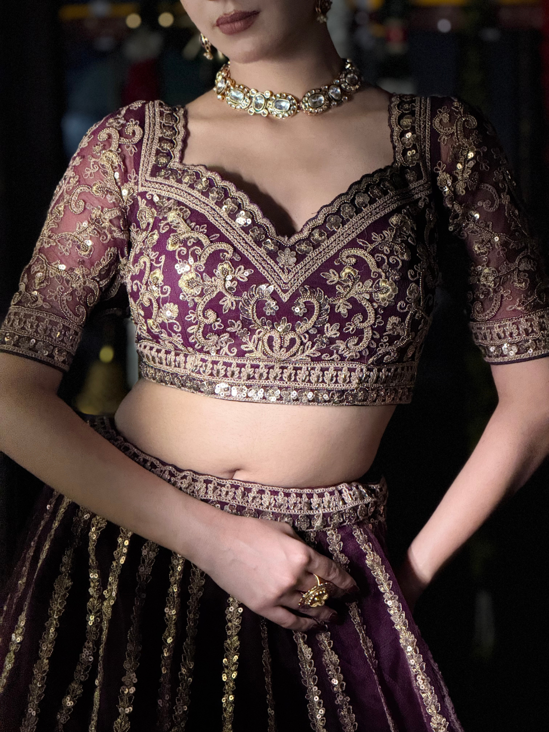 Silk Heavy Zari & Sequin Embroidered Floral Booti Lehenga Choli with Net Dupatta