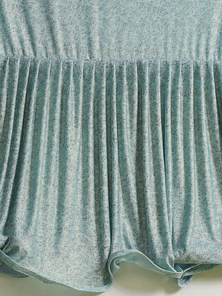 Ruffled Pre-Stitched Draped Mint Green Embellished Pleated Saree