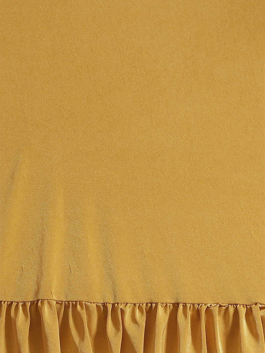 Mustard Pre-Stitched Draped Metallic Applique Embroidery Ruffled Saree