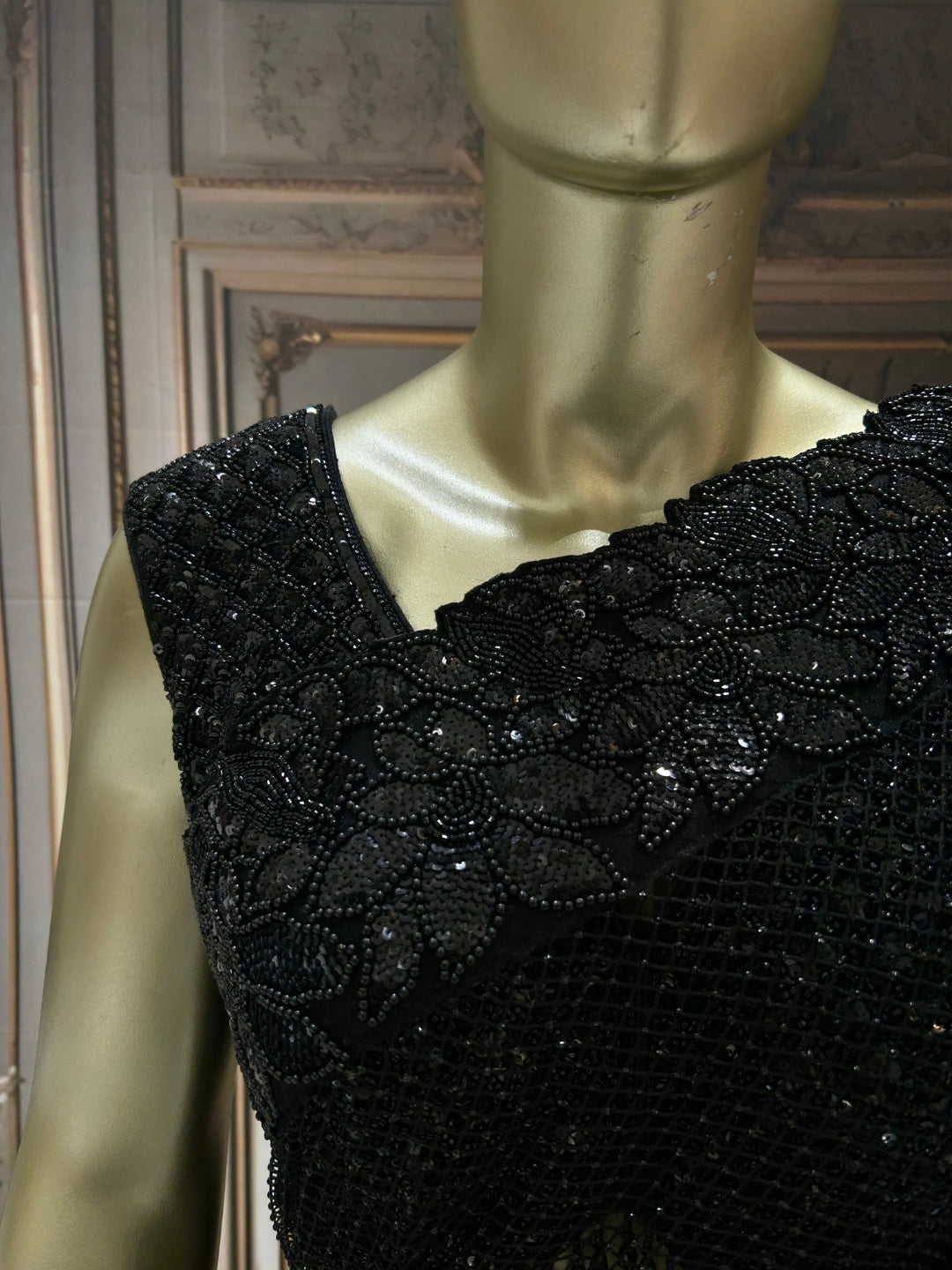 Heavy Bead & Sequin Embroidered Net Saree with Floral Border and Designer Blouse