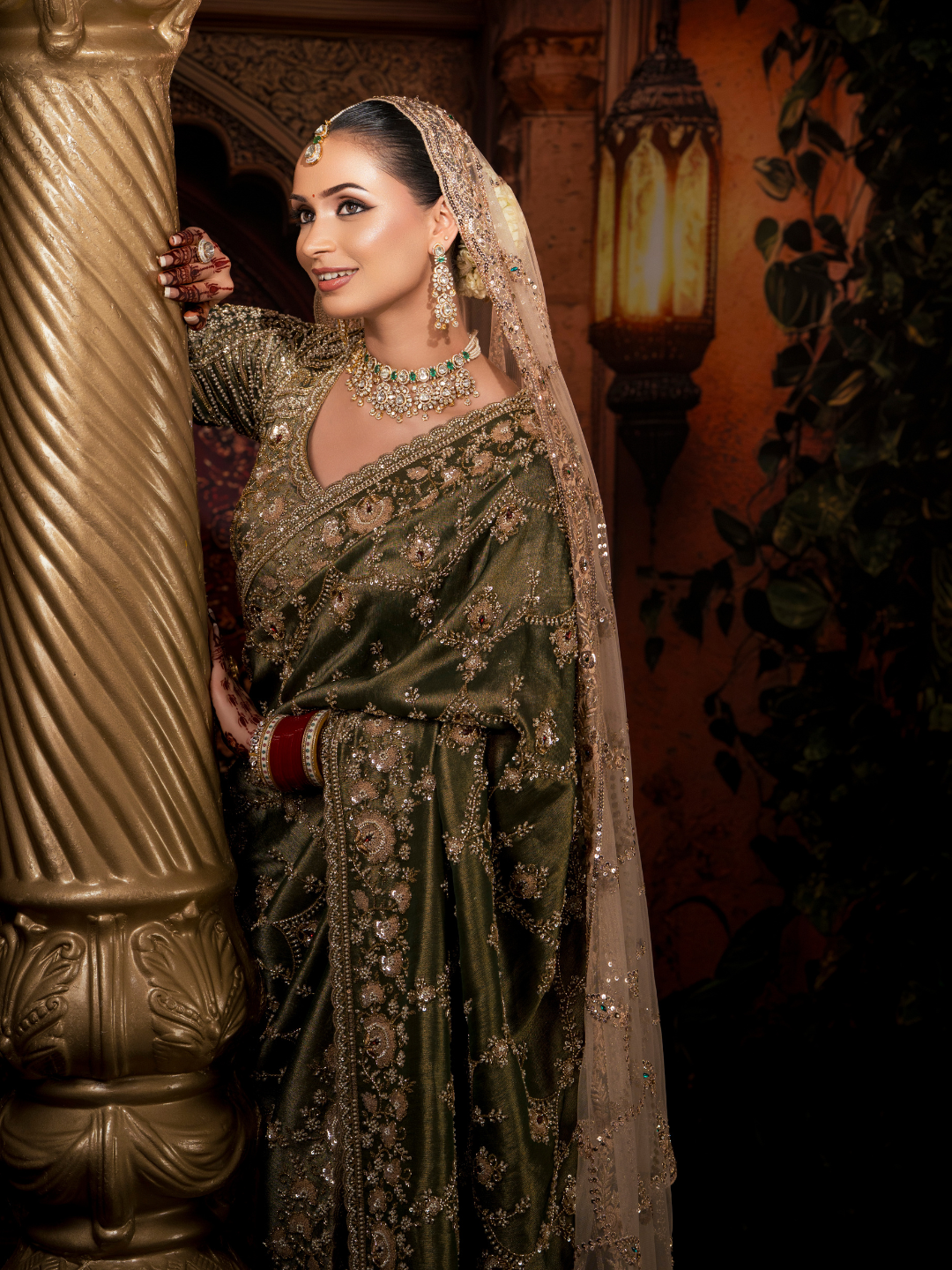 Satin Silk Heavy Zari & Sequin Embroidered Floral Saree