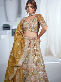 Animal Motif Zari Sequin Embroidered Lehenga with Dupatta