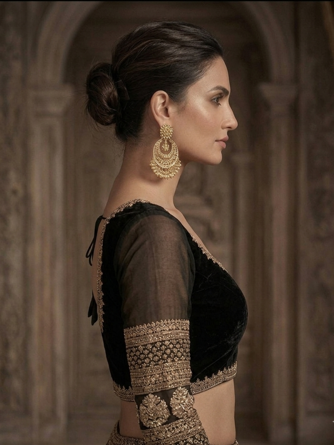 Silk Heavy Zari & Sequin Embroidered Lehenga Choli with Net Dupatta in Black