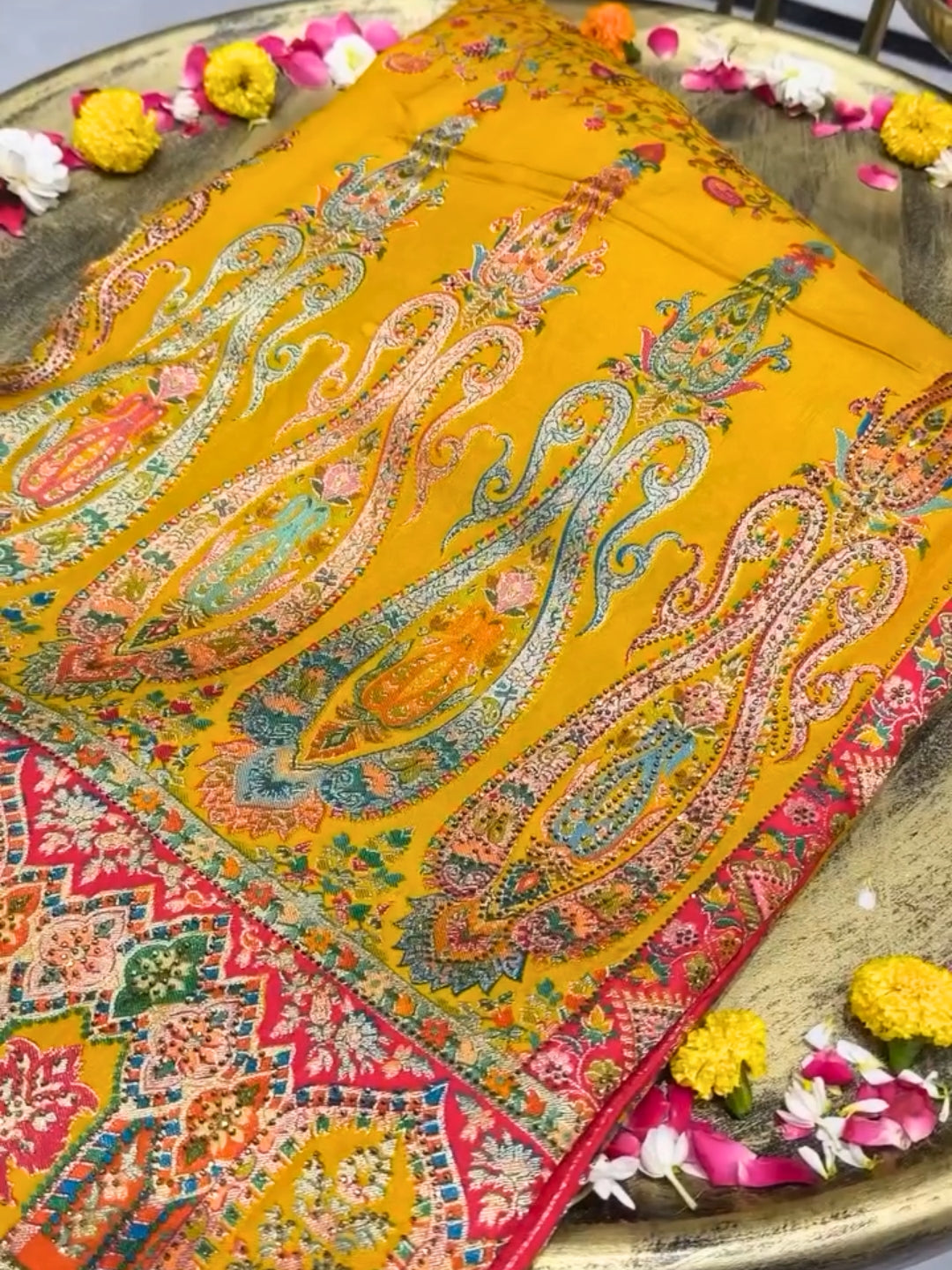 Banarasi Handloom Beads & Stones Embellished with Meenakari Weaving traditional saree