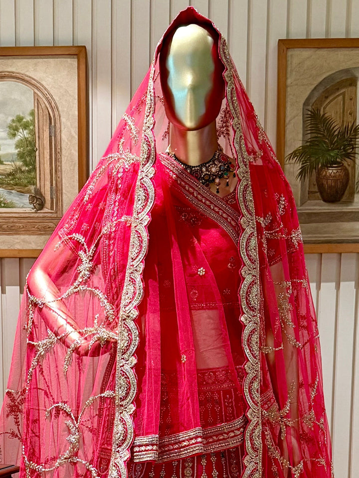 Embroidered Lehenga Choli Set with Heavy Zari and Stone Work Dupatta