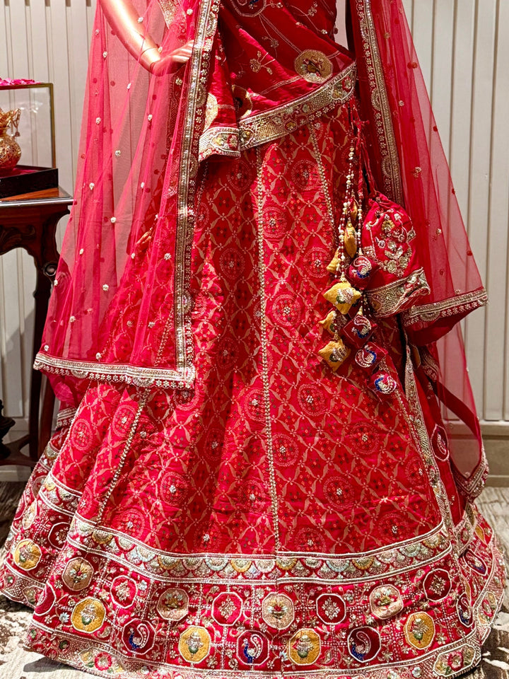 Heavy Embroidery Lehenga Choli Set with Dupatta, Potli Bag & Latkan Detailing