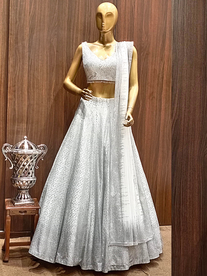 Bling Cocktail Raw Silk Embellished Lehenga with Crystals