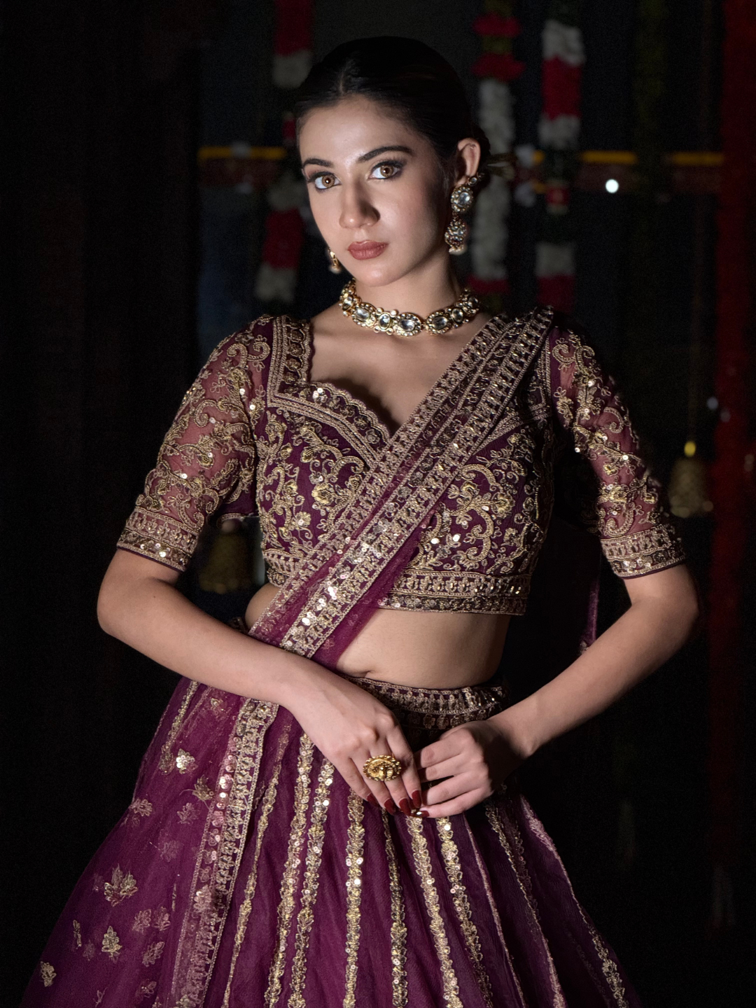 Silk Heavy Zari & Sequin Embroidered Floral Booti Lehenga Choli with Net Dupatta
