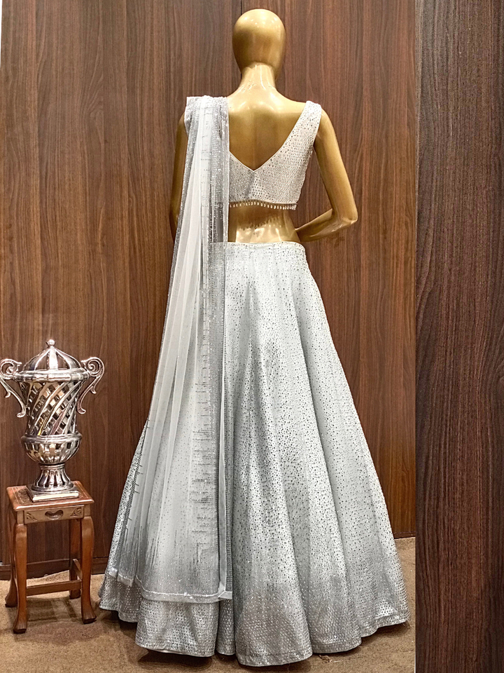 Bling Cocktail Raw Silk Embellished Lehenga with Crystals