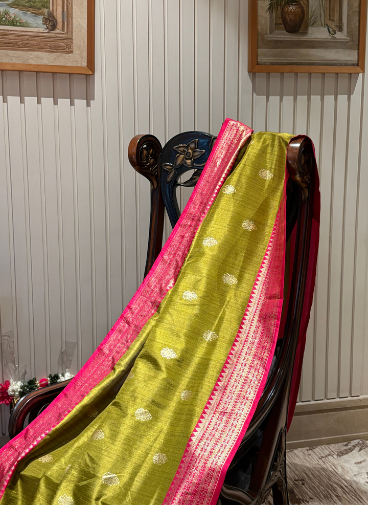 Silk Saree with Zari Woven Butis & Patola Inspired Meenakari Border