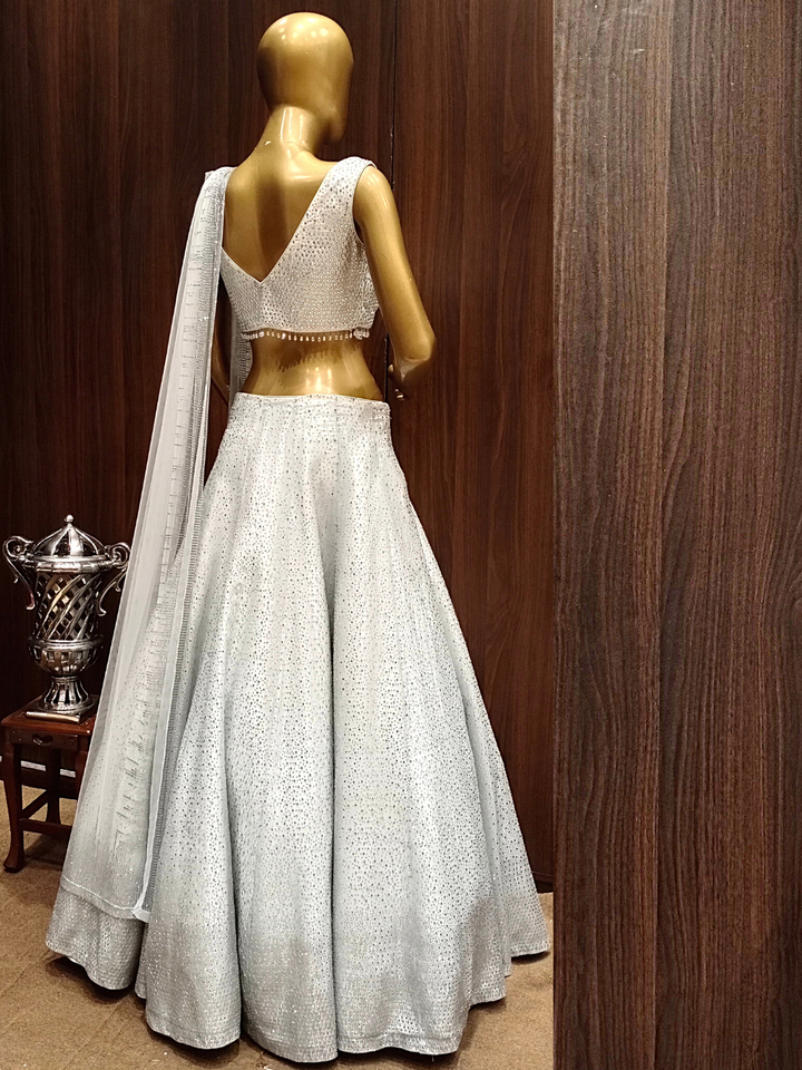 Bling Cocktail Raw Silk Embellished Lehenga with Crystals