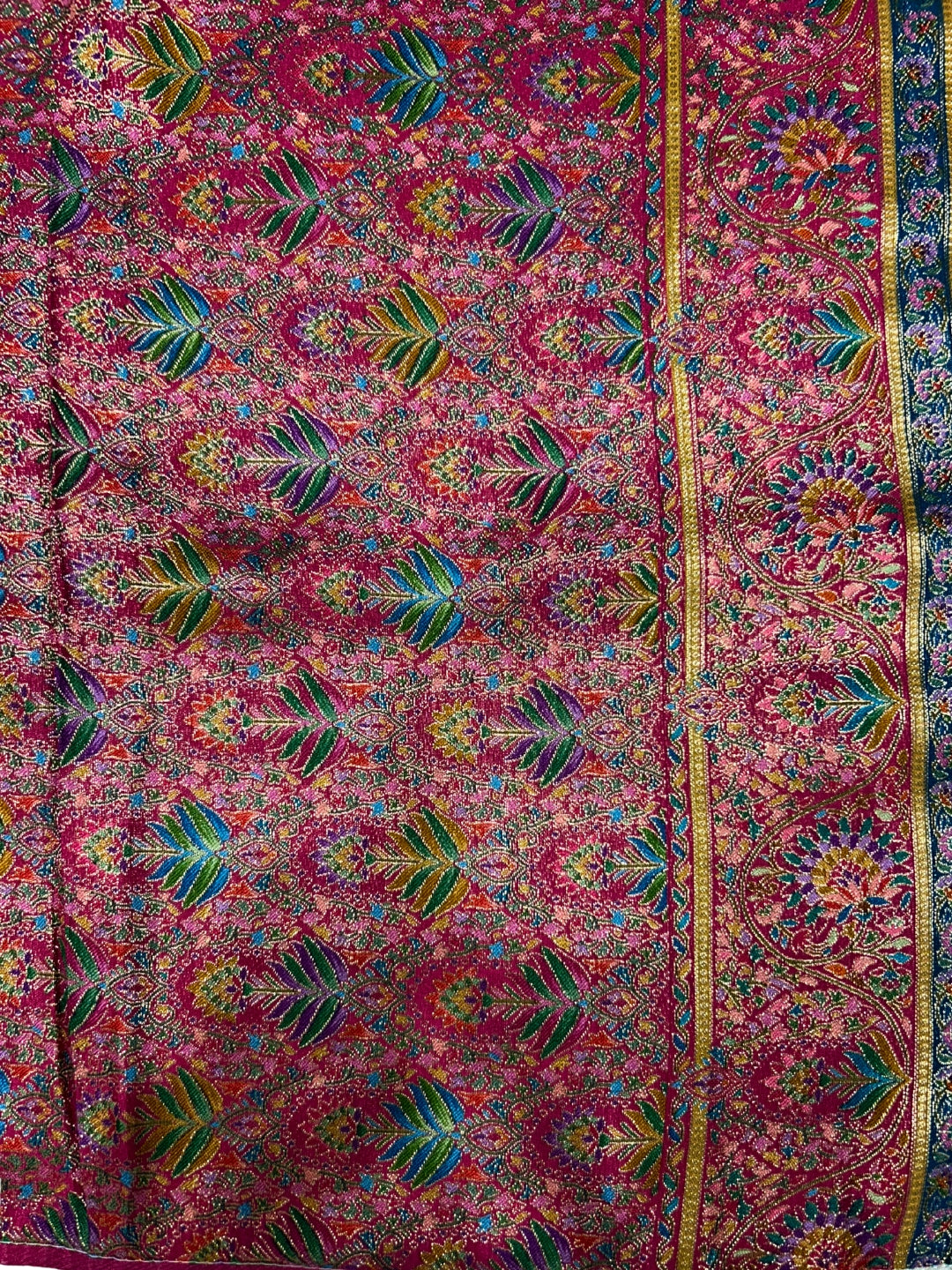 Pastel Beige Banarasi Meenakari Silk Saree with Multicolour Floral Jaal and Rich Pallu