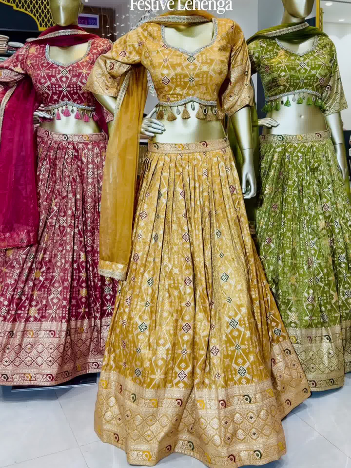 Banarasi Woven Lehenga Choli with Tassel Latkan in Maroon