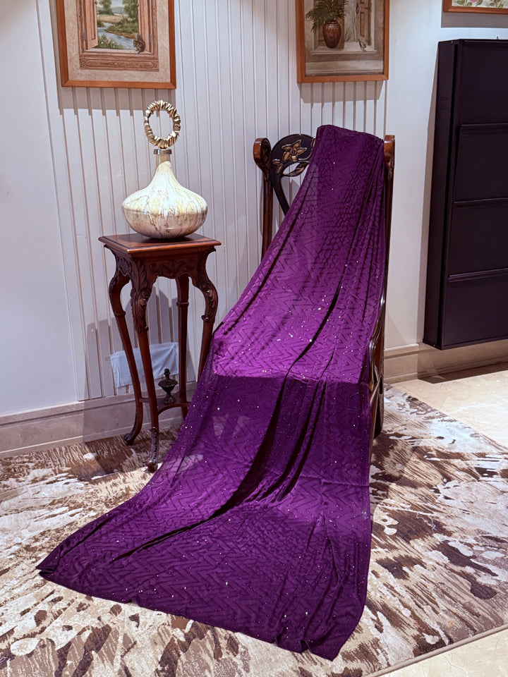 Georgette Saree with All-Over Zigzag Sequin Work & Matching Sequin Border