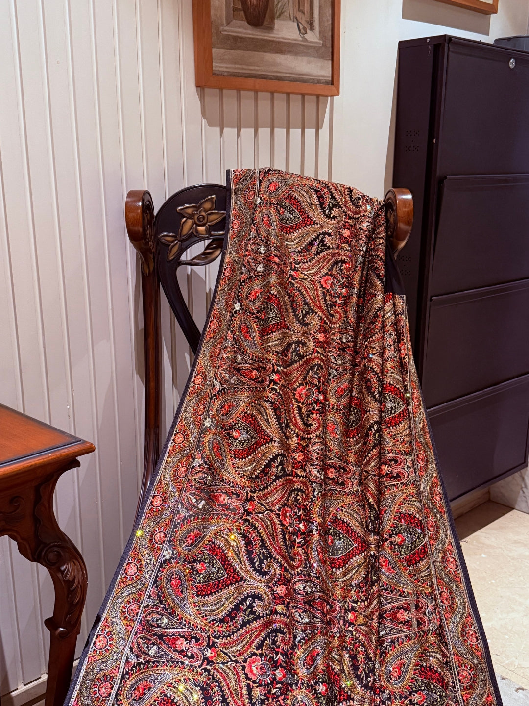 Multicolour Jamawar Saree with All-over Paisley Floral Woven Brocade & Classic Border